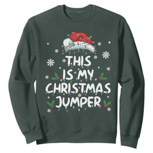 Funny British Christmas Sweatshirt This Is My Christmas Jumper TS11 Dark Forest Green Print Your Wear