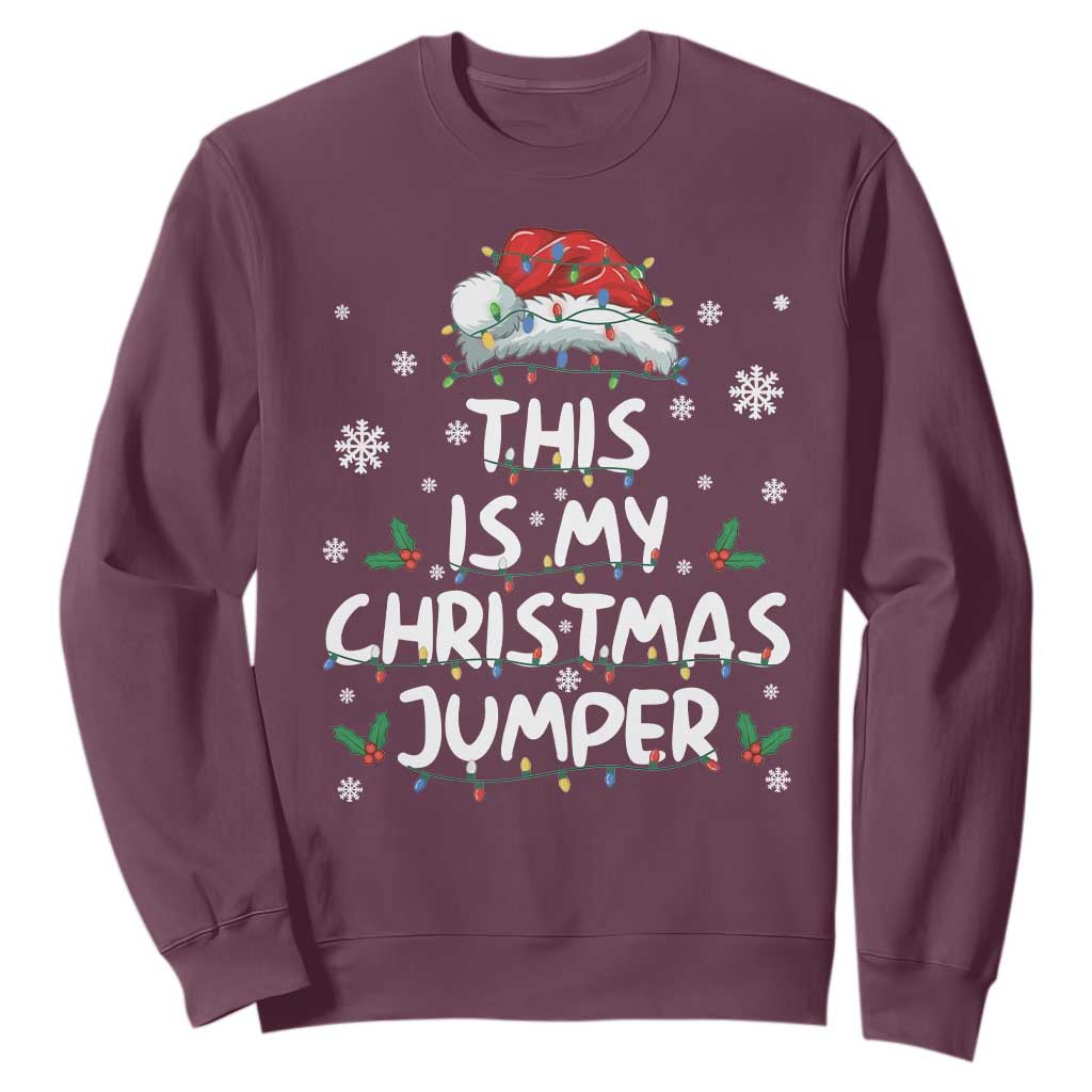 Funny British Christmas Sweatshirt This Is My Christmas Jumper TS11 Maroon Print Your Wear