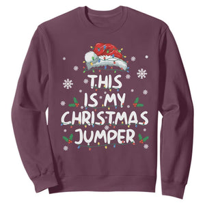 Funny British Christmas Sweatshirt This Is My Christmas Jumper TS11 Maroon Print Your Wear