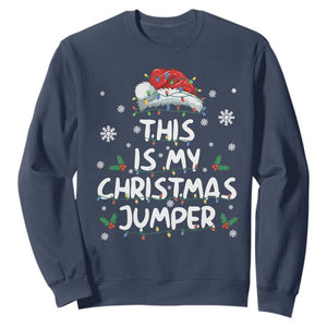 Funny British Christmas Sweatshirt This Is My Christmas Jumper TS11 Navy Print Your Wear