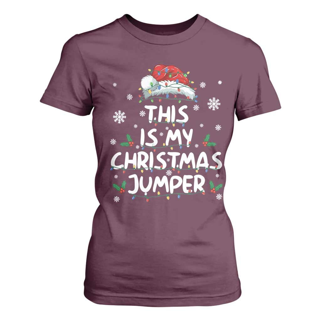 Funny British Christmas T Shirt For Women This Is My Christmas Jumper TS11 Maroon Print Your Wear