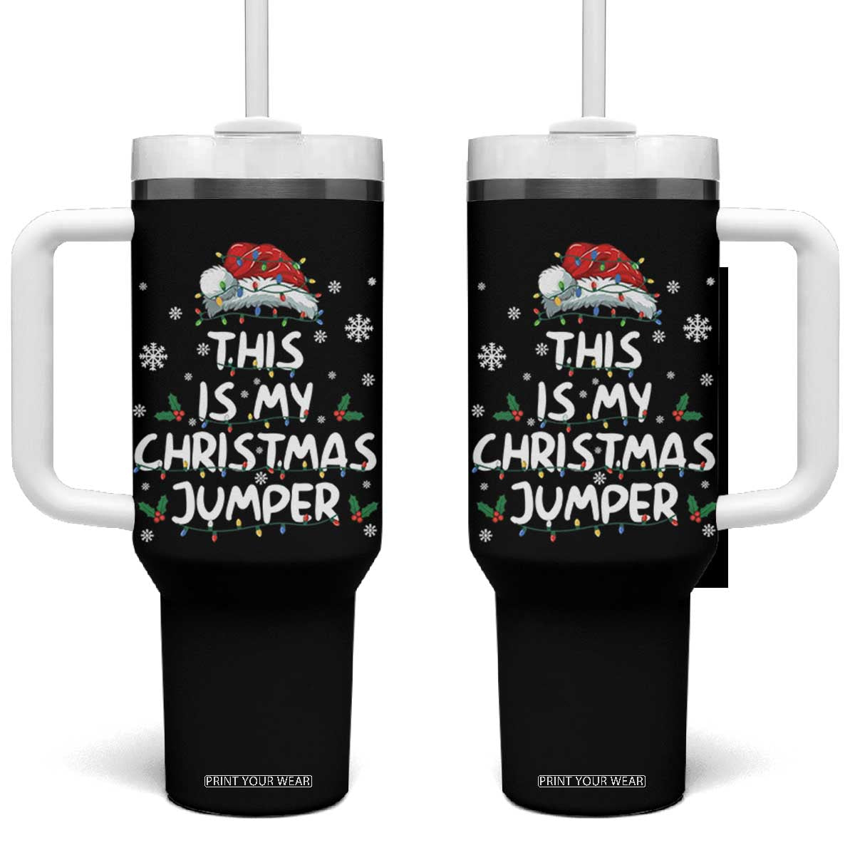 Funny British Christmas Tumbler With Handle This Is My Christmas Jumper TS11 One Size: 40 oz Black Print Your Wear