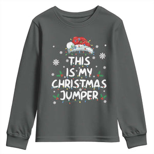 Funny British Christmas Youth Sweatshirt This Is My Christmas Jumper TS11 Dark Heather Print Your Wear
