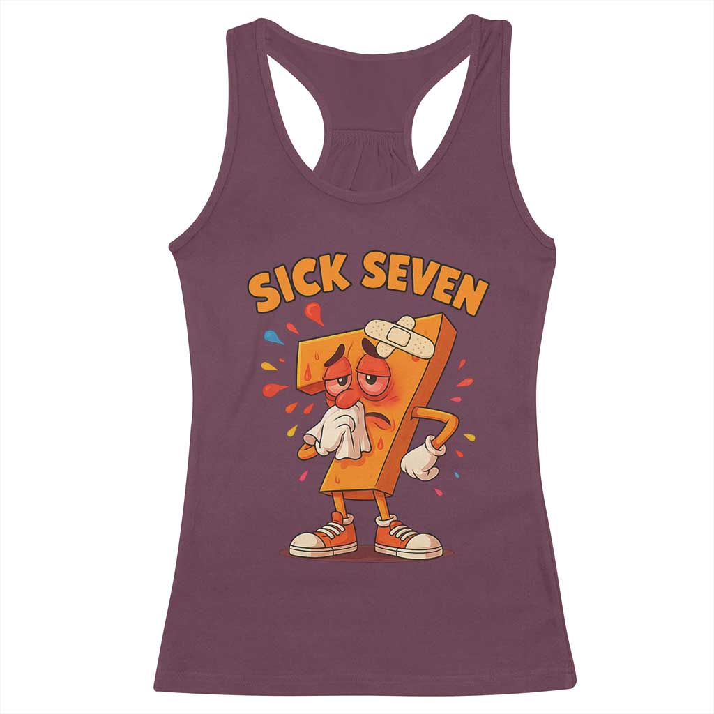 Funny Sick Seven 67 Meme Racerback Tank Top Six Seven Wordplay TS11 Maroon Print Your Wear