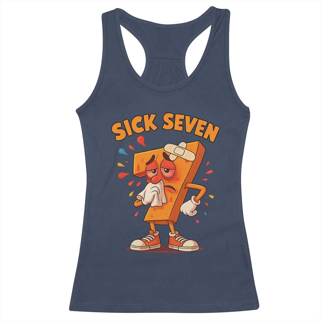Funny Sick Seven 67 Meme Racerback Tank Top Six Seven Wordplay TS11 Navy Print Your Wear
