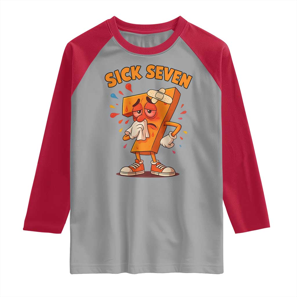 Funny Sick Seven 67 Meme Raglan Shirt Six Seven Wordplay TS11 Sport Gray Red Print Your Wear