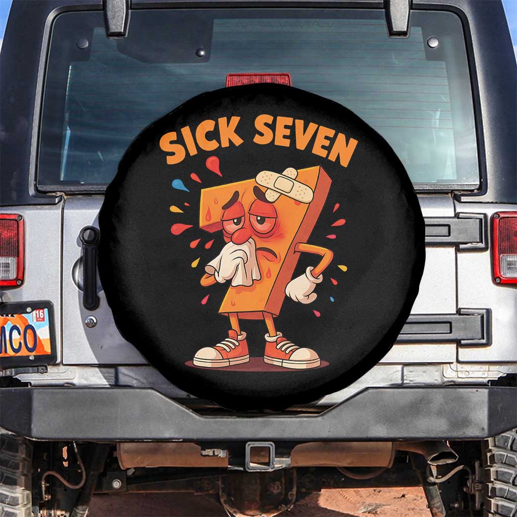 Funny Sick Seven 67 Meme Spare Tire Cover Six Seven Wordplay TS11 No hole Black Print Your Wear