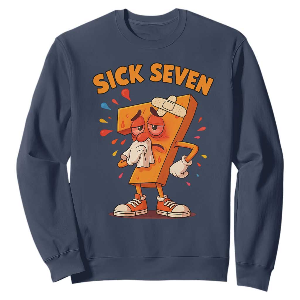 Funny Sick Seven 67 Meme Sweatshirt Six Seven Wordplay TS11 Navy Print Your Wear