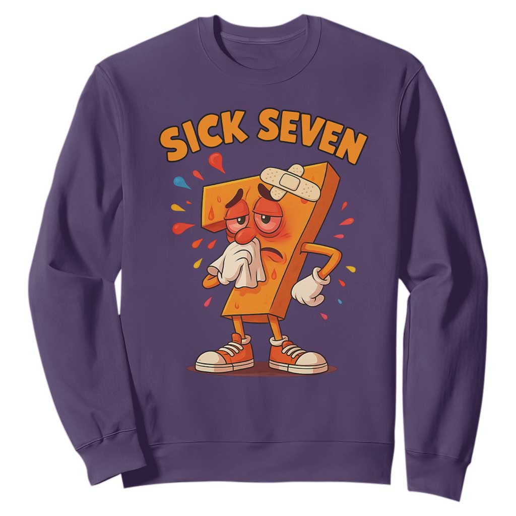 Funny Sick Seven 67 Meme Sweatshirt Six Seven Wordplay TS11 Purple Print Your Wear