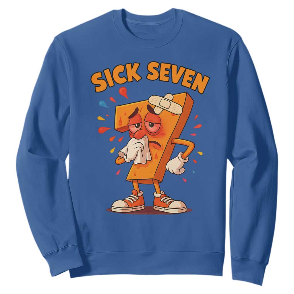 Funny Sick Seven 67 Meme Sweatshirt Six Seven Wordplay TS11 Royal Blue Print Your Wear