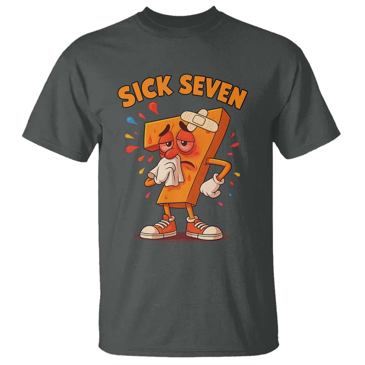 Funny Sick Seven 67 Meme T Shirt Six Seven Wordplay TS11 Dark Heather Print Your Wear
