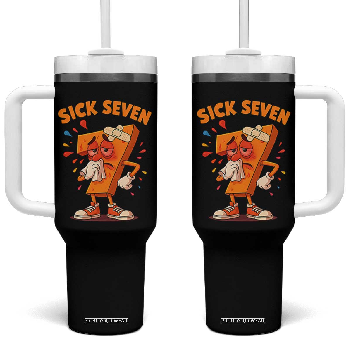 Funny Sick Seven 67 Meme Tumbler With Handle Six Seven Wordplay TS11 One Size: 40 oz Black Print Your Wear