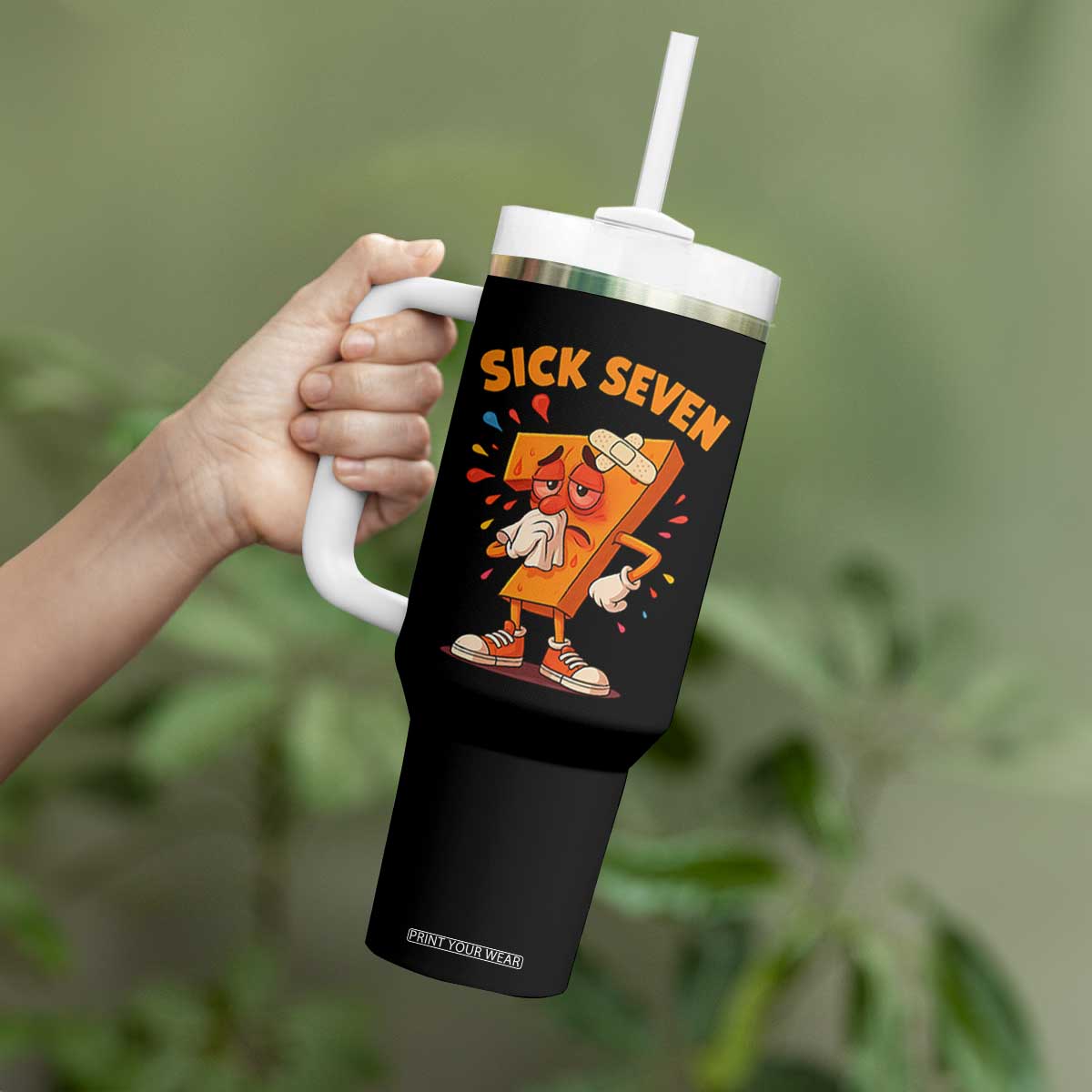 Funny Sick Seven 67 Meme Tumbler With Handle Six Seven Wordplay TS11 Print Your Wear
