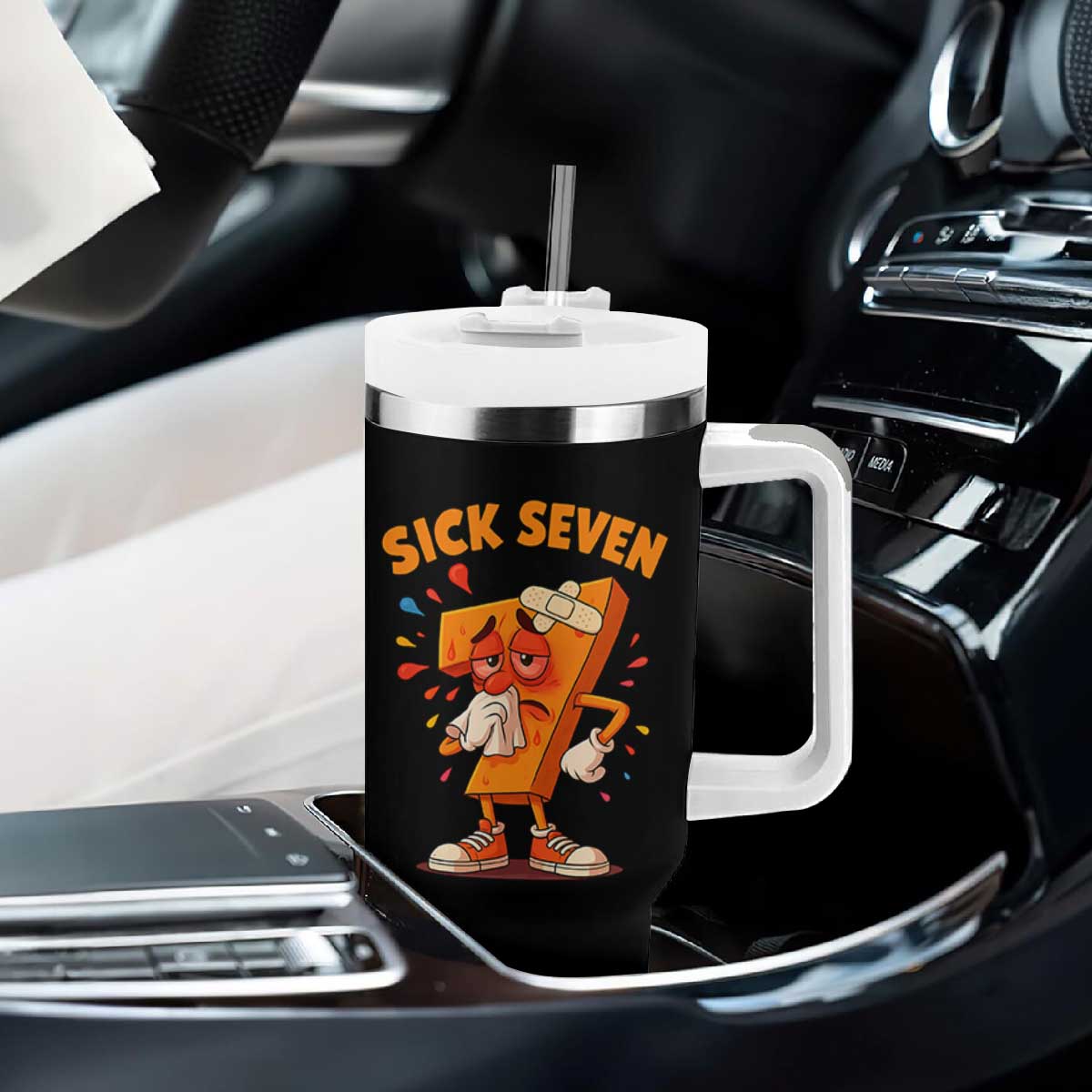 Funny Sick Seven 67 Meme Tumbler With Handle Six Seven Wordplay TS11 Print Your Wear