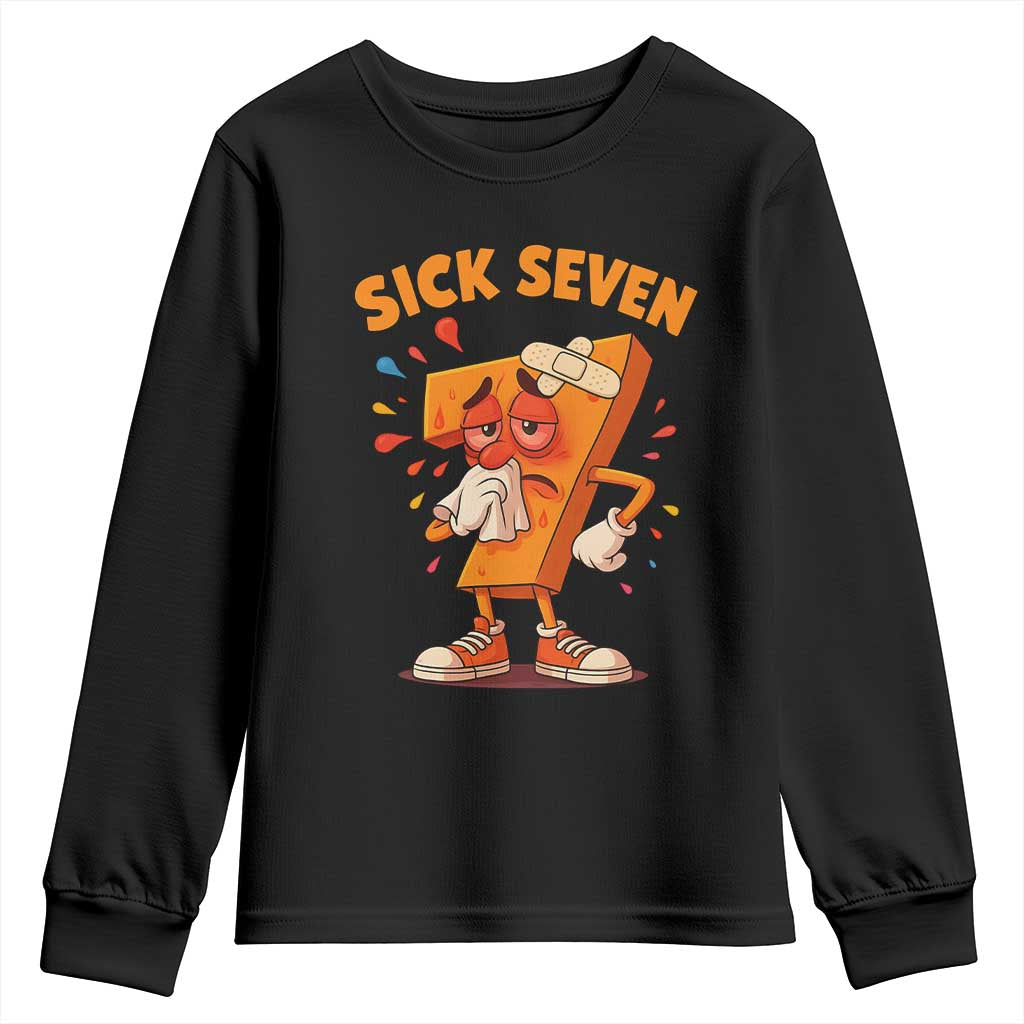 Funny Sick Seven 67 Meme Youth Sweatshirt Six Seven Wordplay TS11 Black Print Your Wear