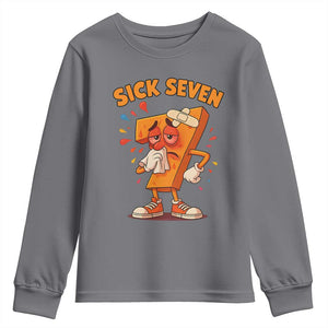 Funny Sick Seven 67 Meme Youth Sweatshirt Six Seven Wordplay TS11 Charcoal Print Your Wear
