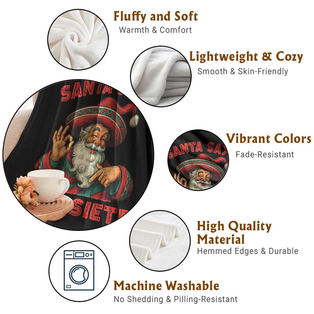 Funny Mexican Christmas 67 Throw Blanket Santa Says Seis Siete Cholo Claus TS11 Print Your Wear
