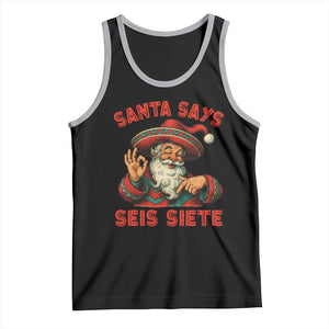 Funny Mexican Christmas 67 Tank Top Santa Says Seis Siete Cholo Claus TS11 Black Athletic Heather Print Your Wear