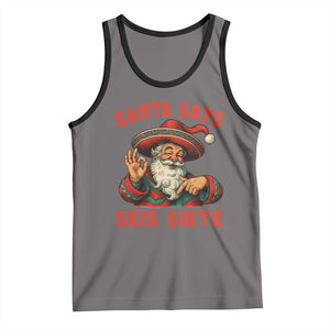 Funny Mexican Christmas 67 Tank Top Santa Says Seis Siete Cholo Claus TS11 Deep Heather Black Print Your Wear