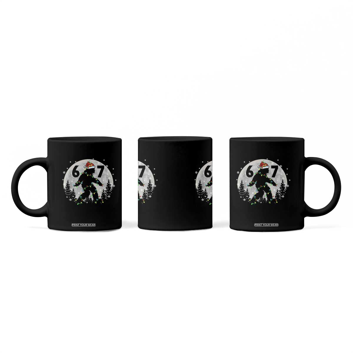 Funny Bigfoot 67 Christmas Night Stroll Moon Sasquatch Coffee Mug TS11 Print Your Wear