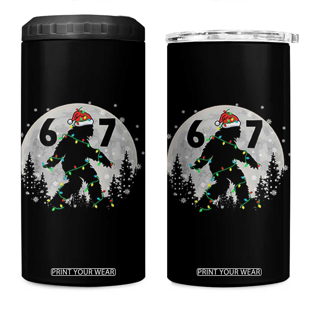Funny Bigfoot 67 Christmas Night Stroll Moon Sasquatch 4 in 1 Can Cooler Tumbler TS11 One Size: 16 oz Black Print Your Wear
