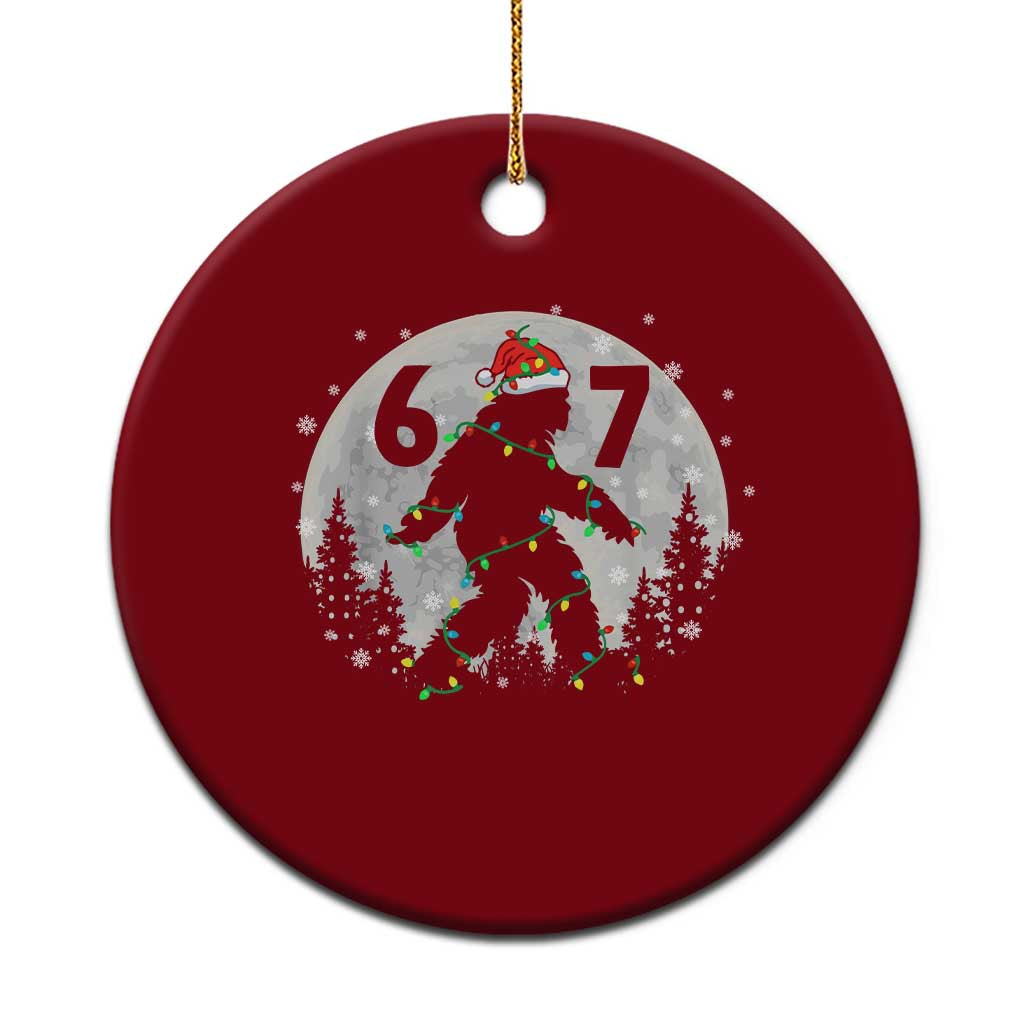 Funny Bigfoot 67 Christmas Night Stroll Moon Sasquatch Ceramic Ornament TS11 1pc Red Print Your Wear