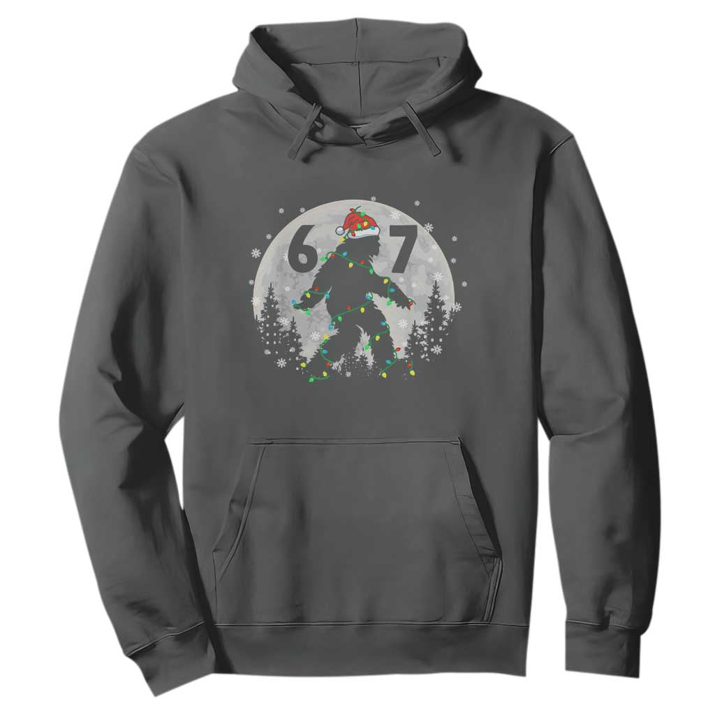 Funny Bigfoot 67 Christmas Night Stroll Moon Sasquatch Hoodie TS11 Dark Heather Print Your Wear