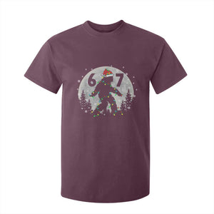 Funny Bigfoot 67 Christmas Night Stroll Moon Sasquatch T Shirt For Kid TS11 Maroon Print Your Wear