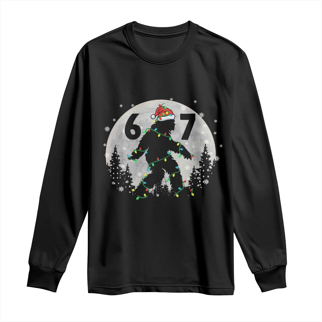Funny Bigfoot 67 Christmas Night Stroll Moon Sasquatch Long Sleeve Shirt TS11 Black Print Your Wear