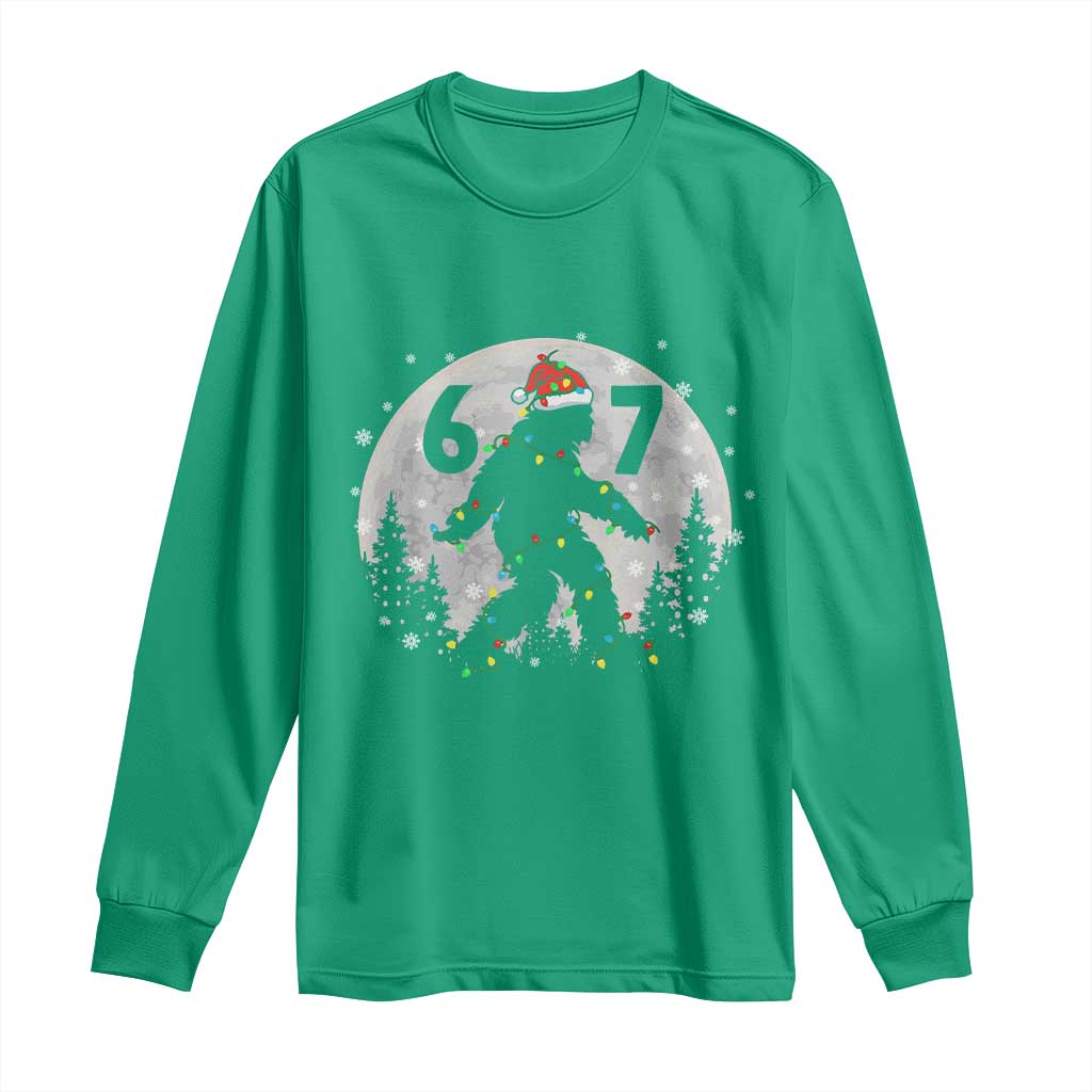 Funny Bigfoot 67 Christmas Night Stroll Moon Sasquatch Long Sleeve Shirt TS11 Irish Green Print Your Wear