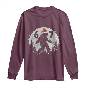 Funny Bigfoot 67 Christmas Night Stroll Moon Sasquatch Long Sleeve Shirt TS11 Maroon Print Your Wear
