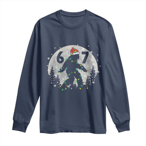 Funny Bigfoot 67 Christmas Night Stroll Moon Sasquatch Long Sleeve Shirt TS11 Navy Print Your Wear