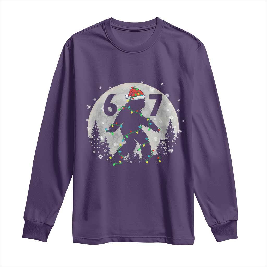 Funny Bigfoot 67 Christmas Night Stroll Moon Sasquatch Long Sleeve Shirt TS11 Purple Print Your Wear