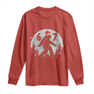 Funny Bigfoot 67 Christmas Night Stroll Moon Sasquatch Long Sleeve Shirt TS11 Red Print Your Wear