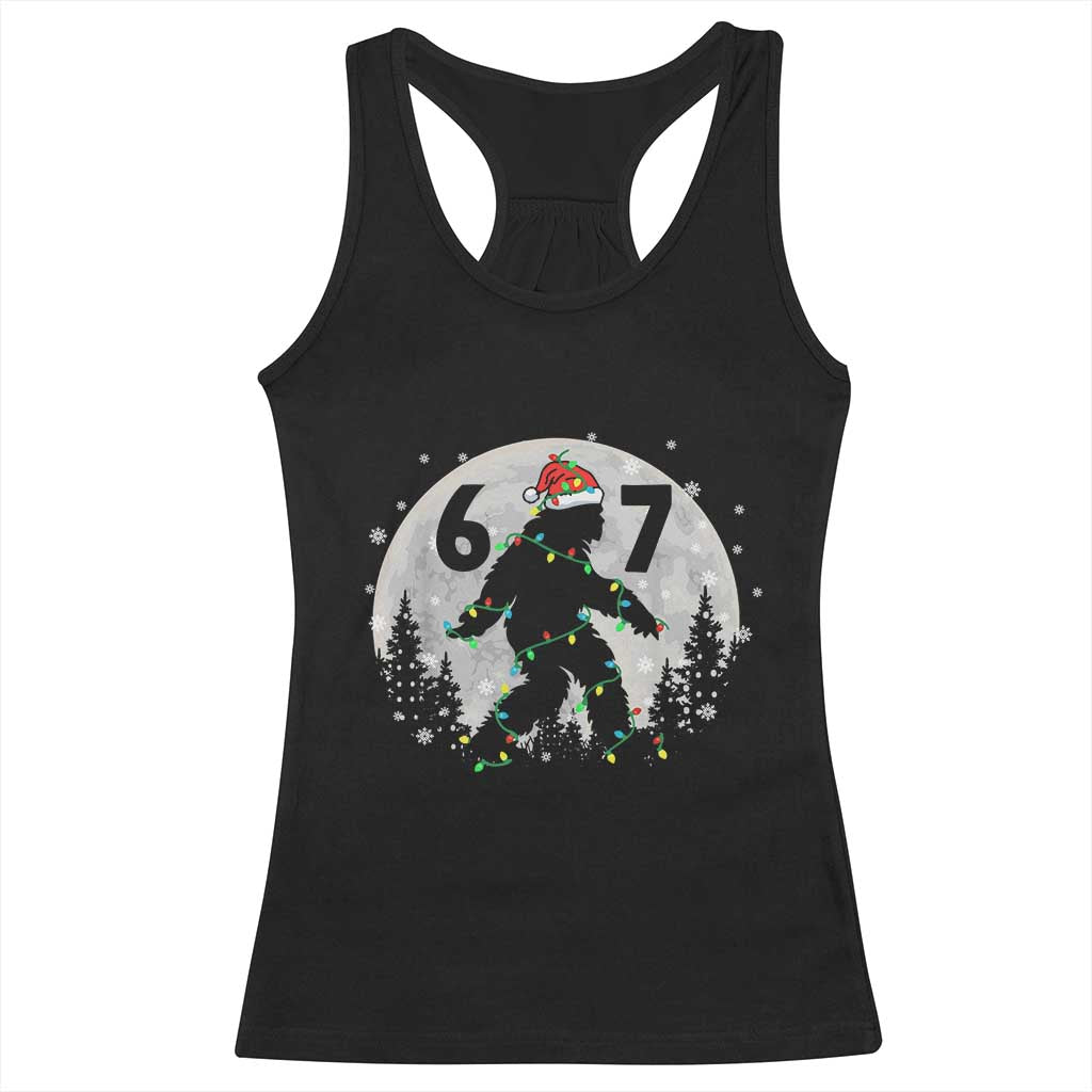 Funny Bigfoot 67 Christmas Night Stroll Moon Sasquatch Racerback Tank Top TS11 Black Print Your Wear