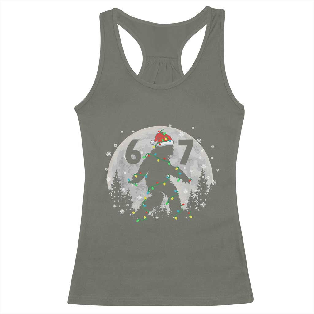Funny Bigfoot 67 Christmas Night Stroll Moon Sasquatch Racerback Tank Top TS11 Military Green Print Your Wear