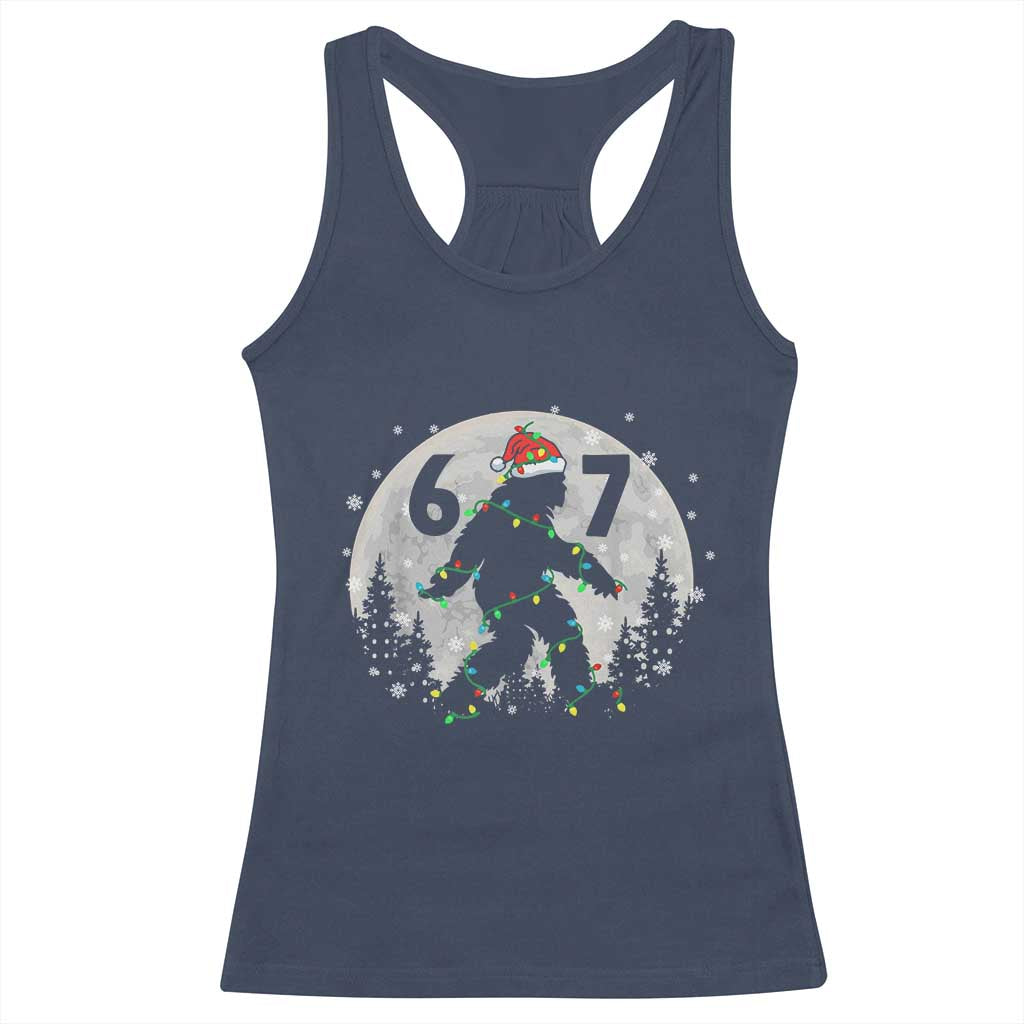 Funny Bigfoot 67 Christmas Night Stroll Moon Sasquatch Racerback Tank Top TS11 Navy Print Your Wear