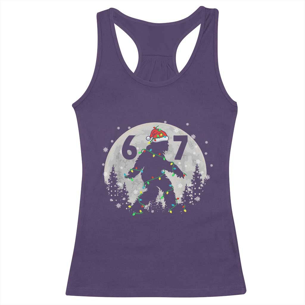Funny Bigfoot 67 Christmas Night Stroll Moon Sasquatch Racerback Tank Top TS11 Purple Print Your Wear