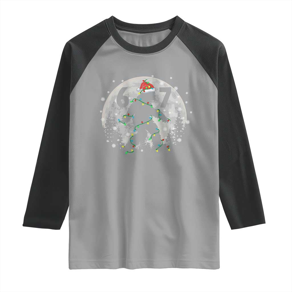 Funny Bigfoot 67 Christmas Night Stroll Moon Sasquatch Raglan Shirt TS11 Sport Gray Black Print Your Wear