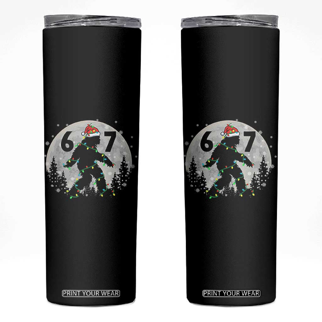 Funny Bigfoot 67 Christmas Night Stroll Moon Sasquatch Skinny Tumbler TS11 Black Print Your Wear