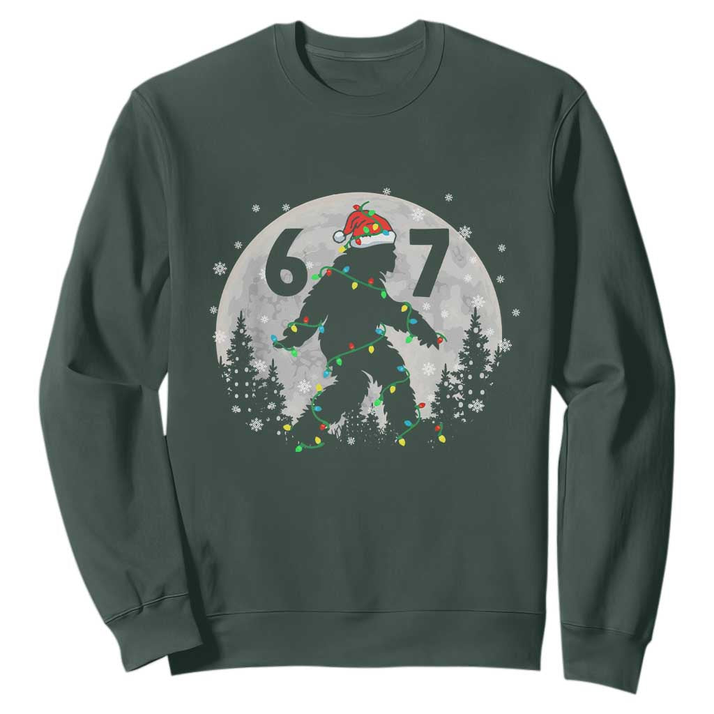 Funny Bigfoot 67 Christmas Night Stroll Moon Sasquatch Sweatshirt TS11 Dark Forest Green Print Your Wear