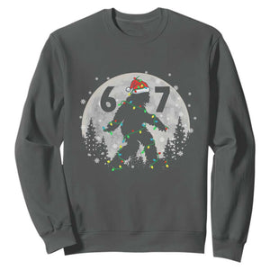 Funny Bigfoot 67 Christmas Night Stroll Moon Sasquatch Sweatshirt TS11 Dark Heather Print Your Wear