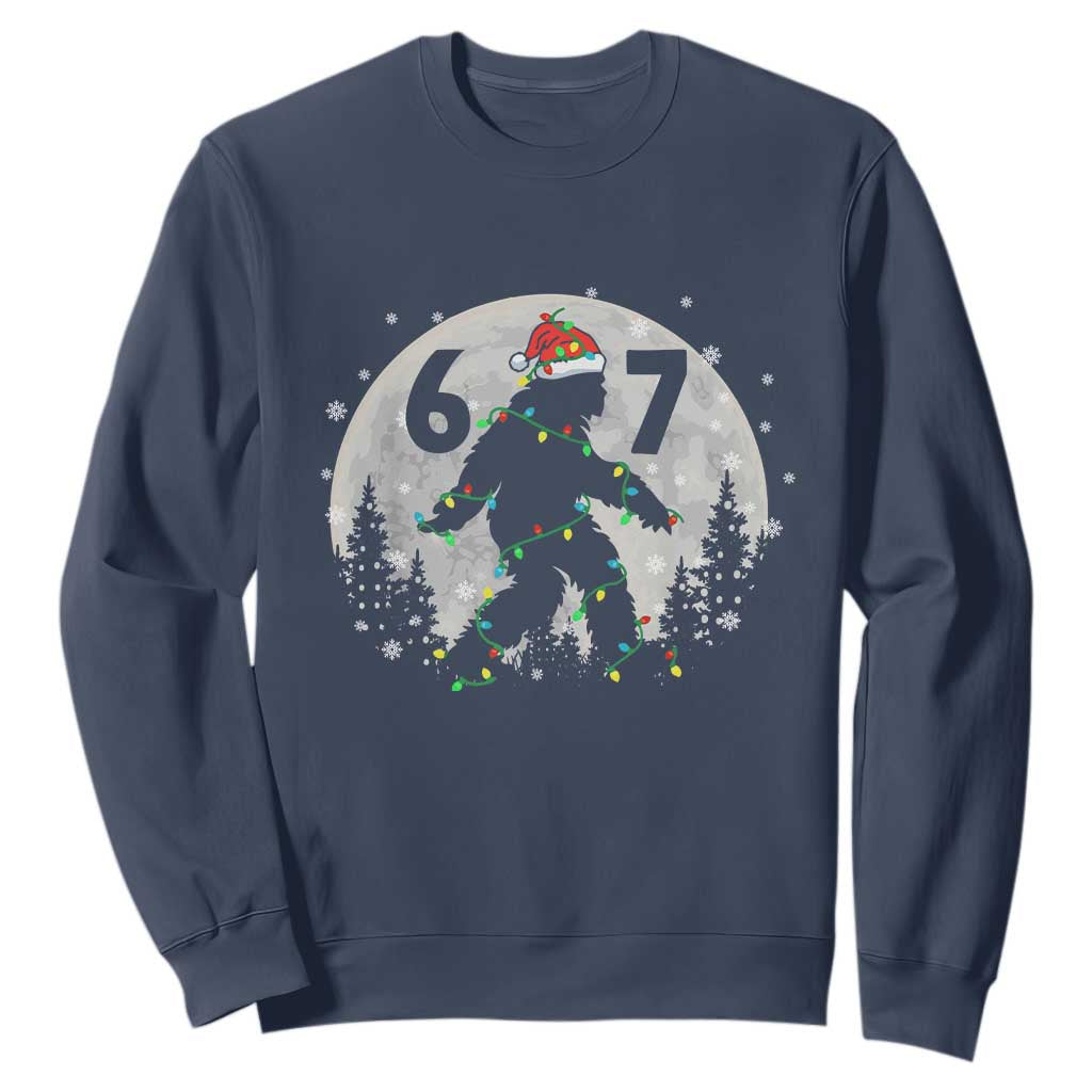 Funny Bigfoot 67 Christmas Night Stroll Moon Sasquatch Sweatshirt TS11 Navy Print Your Wear