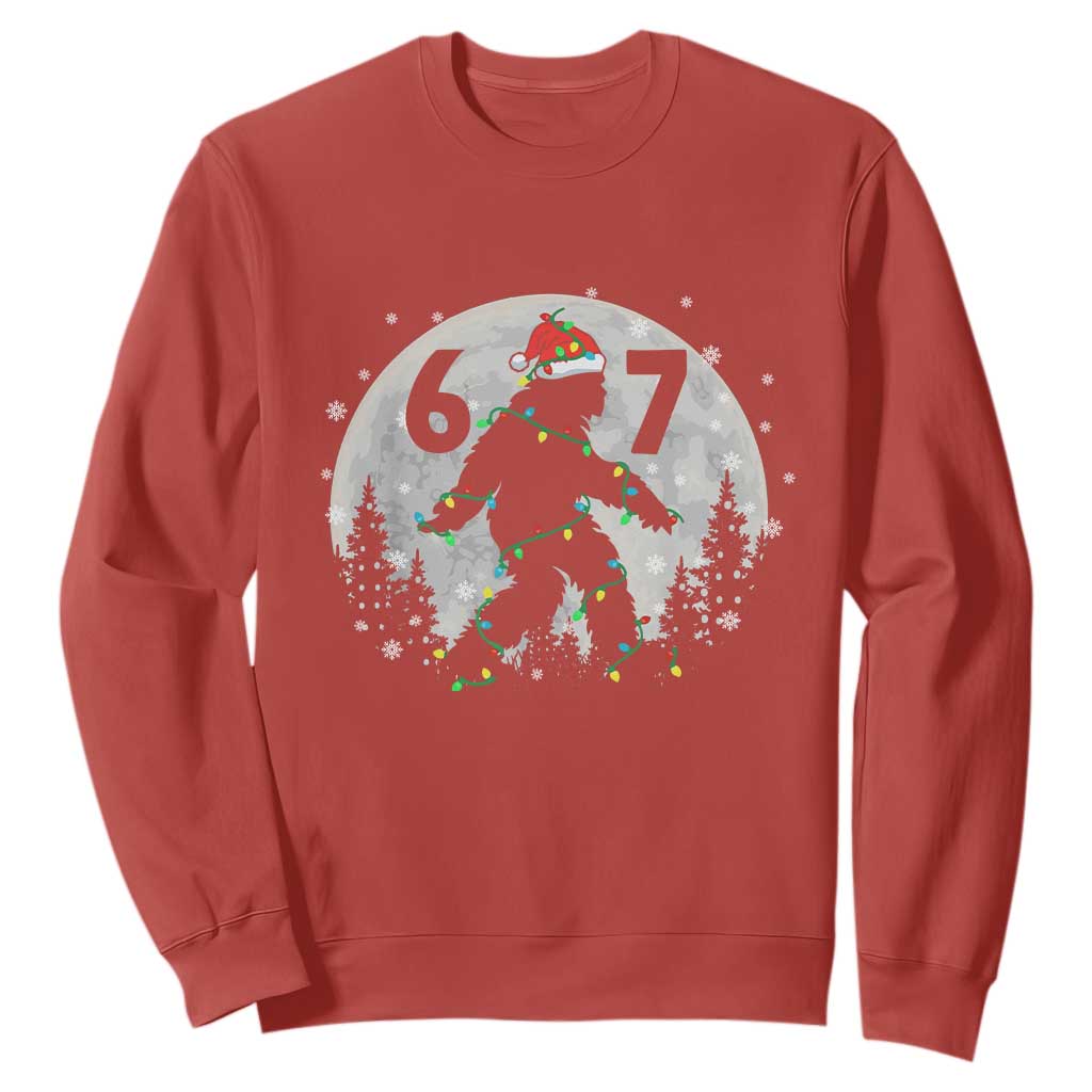 Funny Bigfoot 67 Christmas Night Stroll Moon Sasquatch Sweatshirt TS11 Red Print Your Wear