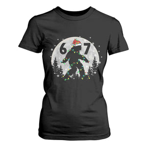 Funny Bigfoot 67 Christmas Night Stroll Moon Sasquatch T Shirt For Women TS11 Black Print Your Wear