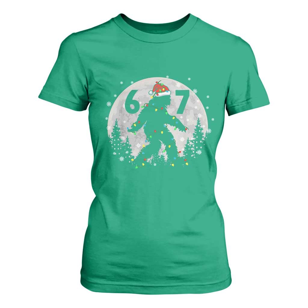 Funny Bigfoot 67 Christmas Night Stroll Moon Sasquatch T Shirt For Women TS11 Irish Green Print Your Wear