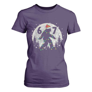 Funny Bigfoot 67 Christmas Night Stroll Moon Sasquatch T Shirt For Women TS11 Purple Print Your Wear