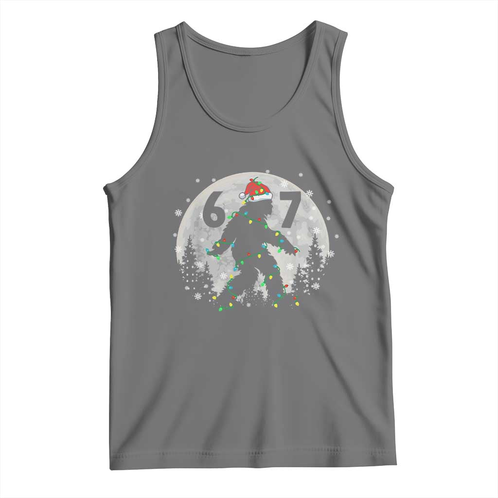Funny Bigfoot 67 Christmas Night Stroll Moon Sasquatch Tank Top TS11 Black Heather Print Your Wear