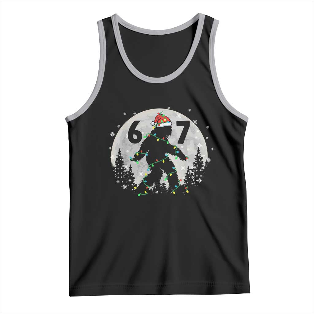 Funny Bigfoot 67 Christmas Night Stroll Moon Sasquatch Tank Top TS11 Black Athletic Heather Print Your Wear