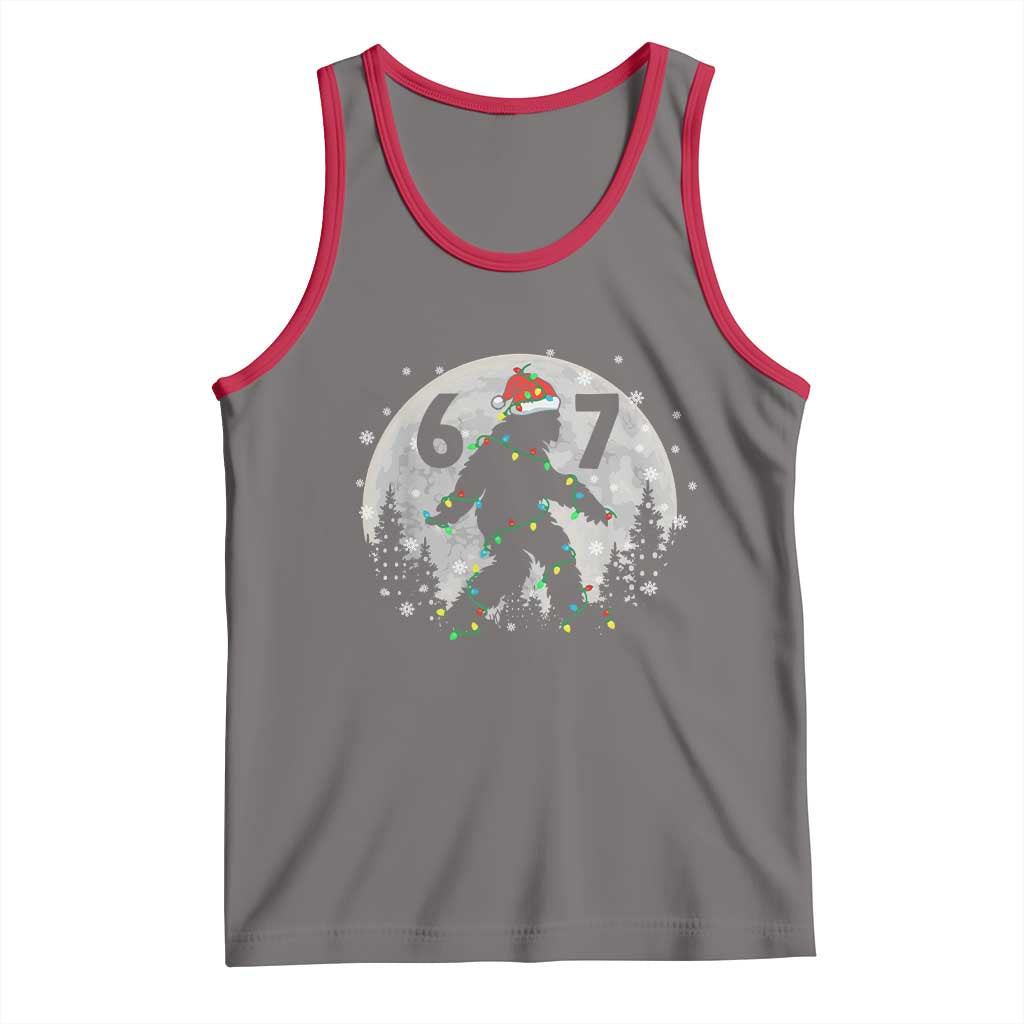 Funny Bigfoot 67 Christmas Night Stroll Moon Sasquatch Tank Top TS11 Deep Heather Red Print Your Wear